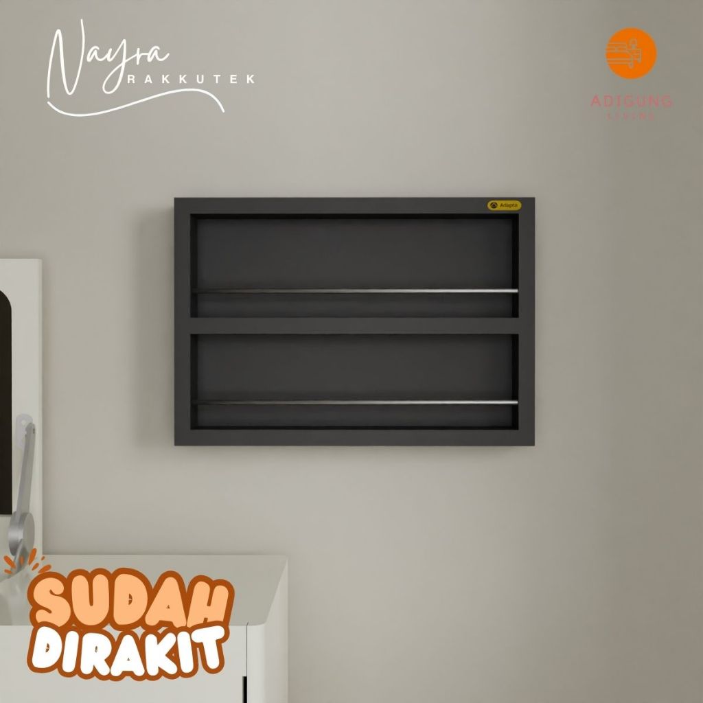 Rak Pajangan Dinding Warna Hitam-Rak Kutek 2 Susun Gantung - Rak  Nail Art Gantung Dinding-Nayra-C67