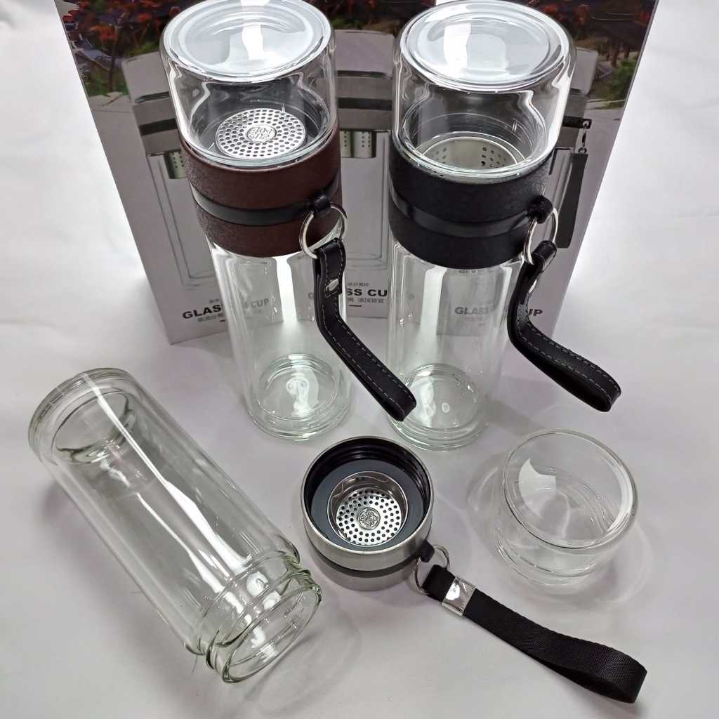 Botol Kaca 600 ml premium botol minum kaca botol minum infuser botol minum saringan teh tumbler tea