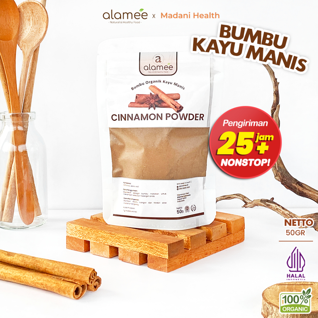 

ALAMEE Kayu Manis Bubuk Cinnamon Seasoning Powder kayumanis Murni Tanpa Campuran Bumbu Organik 50g