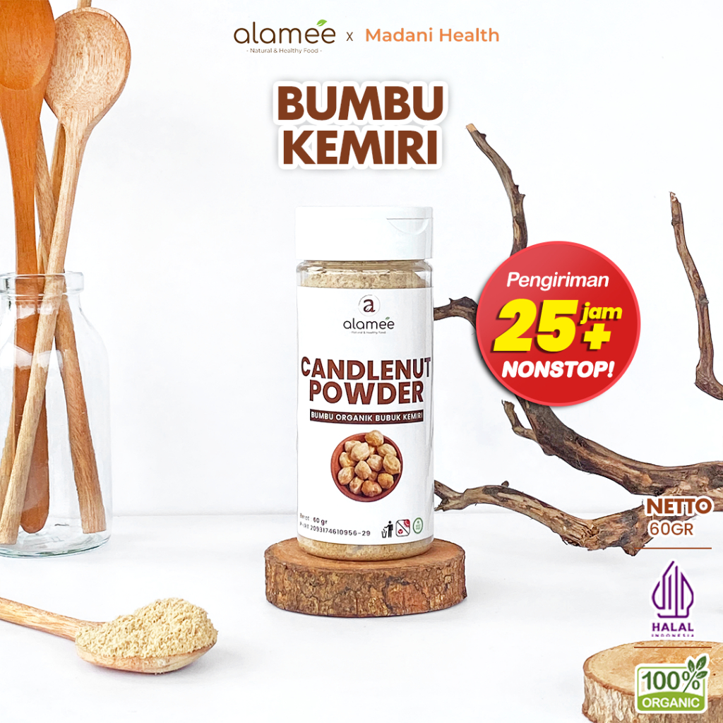 

ALAMEE Kemiri Bubuk Candlenut Seasoning Powder Bumbu Dapur Organik Masak Murni Tanpa Campuran 60g