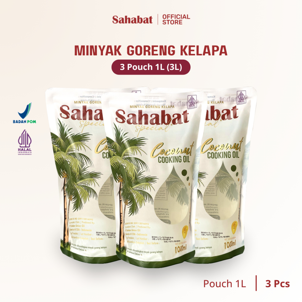 

[PAKET HEMAT] 3 pcs - Sahabat Special Minyak Goreng Kelapa 1L Pouch - Coconut Cooking Oil | 1 Liter Pouch