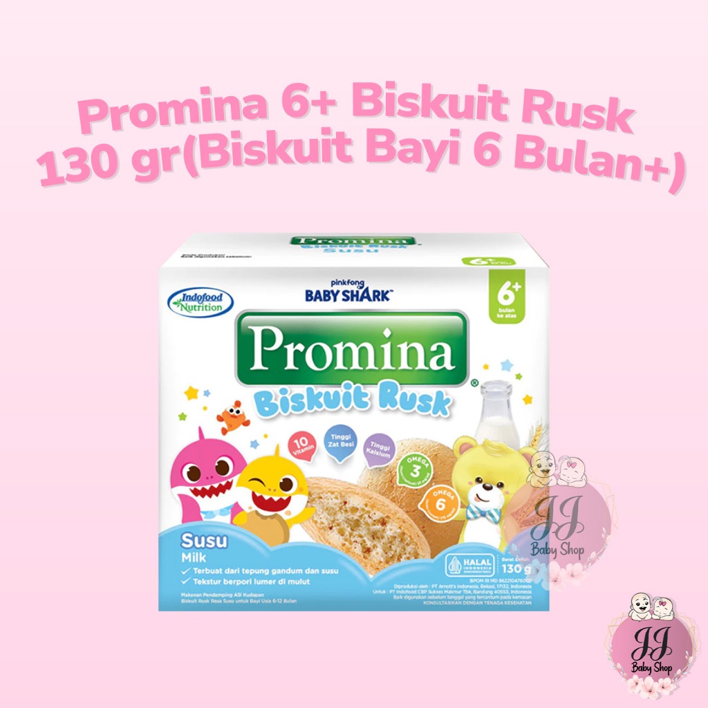 Promina 6+ Biskuit Rusk Susu 130 gr(Biskuit Bayi 6 Bulan+)