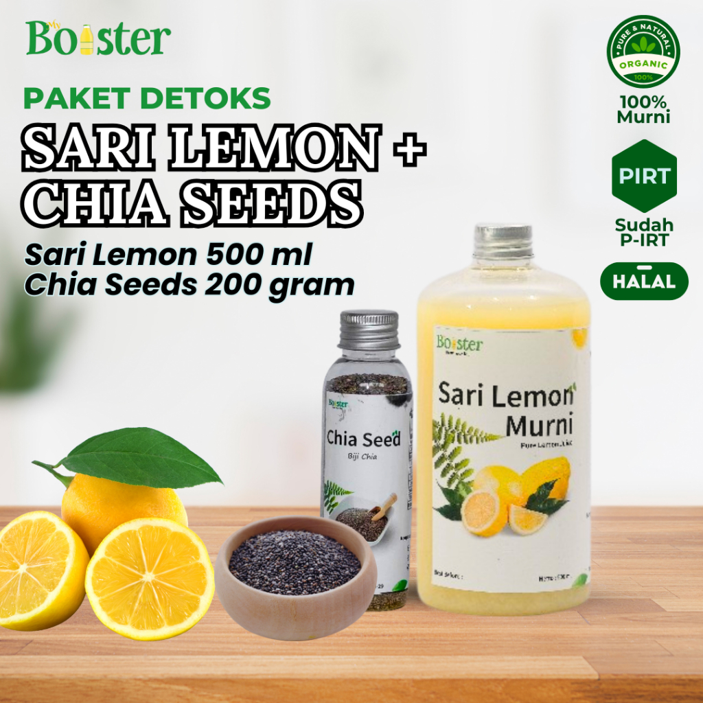 

Paket Detoks Sari Lemon 500 ml + Chia Seed 200 gram / Bundling Diet Sehat 2in1 Sari Lemon Biji Chia