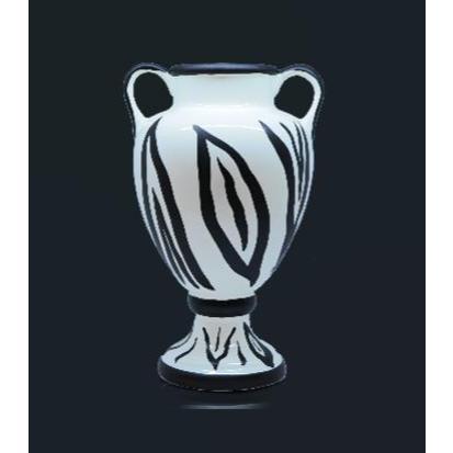 Hiasan Rumah Pajangan Meja Guci Vas Keramik Black and White Pattern Besar