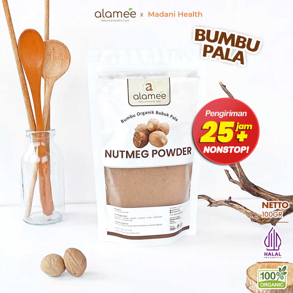 

ALAMEE Bumbu Dapur Pala Bubuk Nutmeg Seasoning Powder Rempah Murni Asli Tanpa Campuran Organik 100g