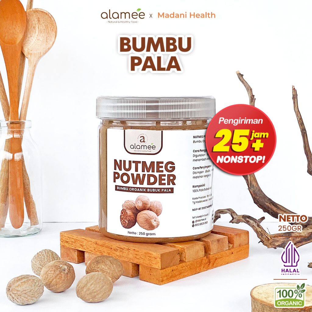 

ALAMEE Bumbu Dapur Pala Bubuk Nutmeg Seasoning Powder Rempah Murni Asli Tanpa Campuran Organik 250g