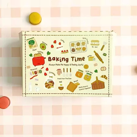 

snack box motif lucu cooking time dus packaging kemasan kue basah tradisional air minenal ukuran 14.5x10.5x7 cm