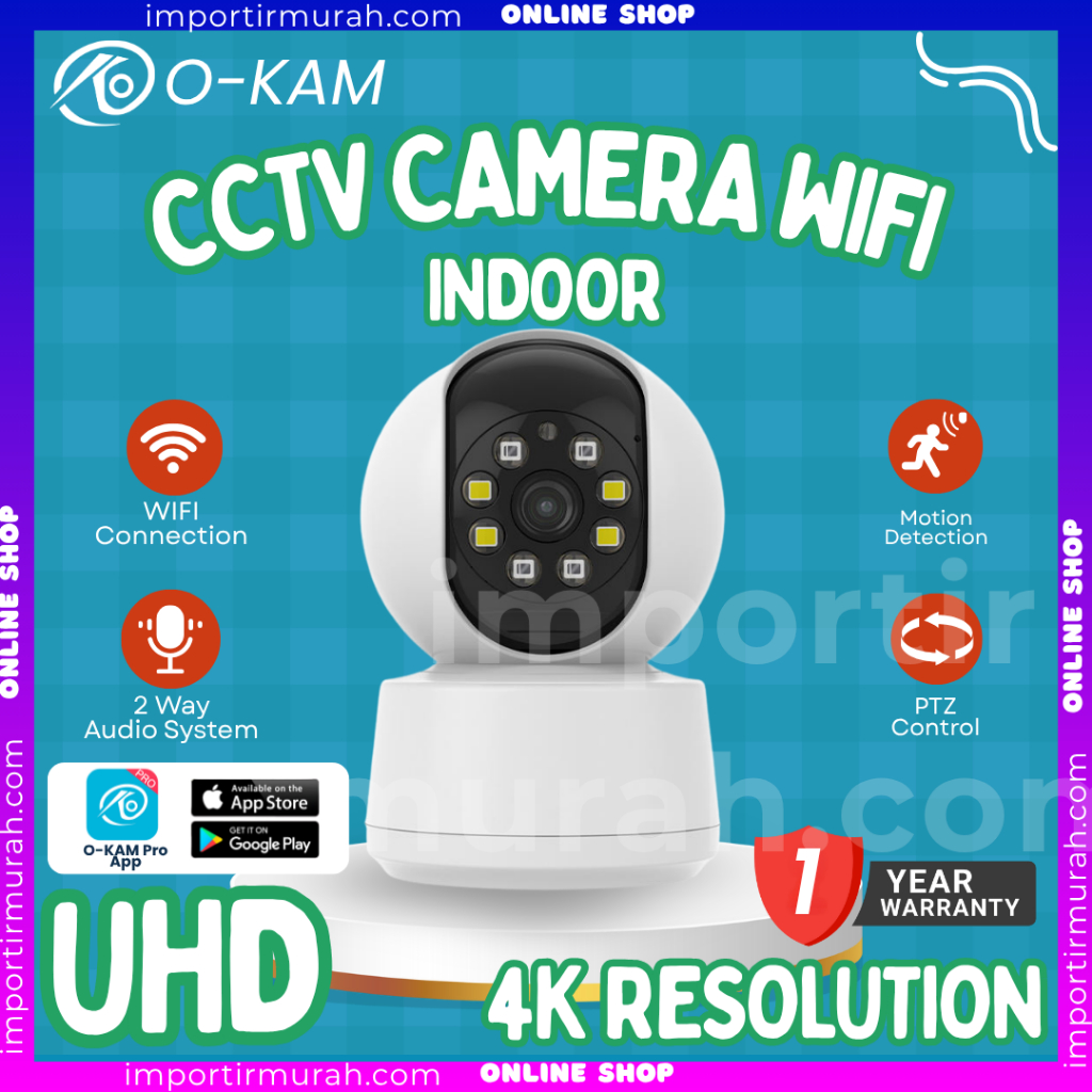 NEW O-KAM PRO INDOOR Kamera CCTV WIFI 4G 1 Lensa UHD 4K BERGARANSI RESMI