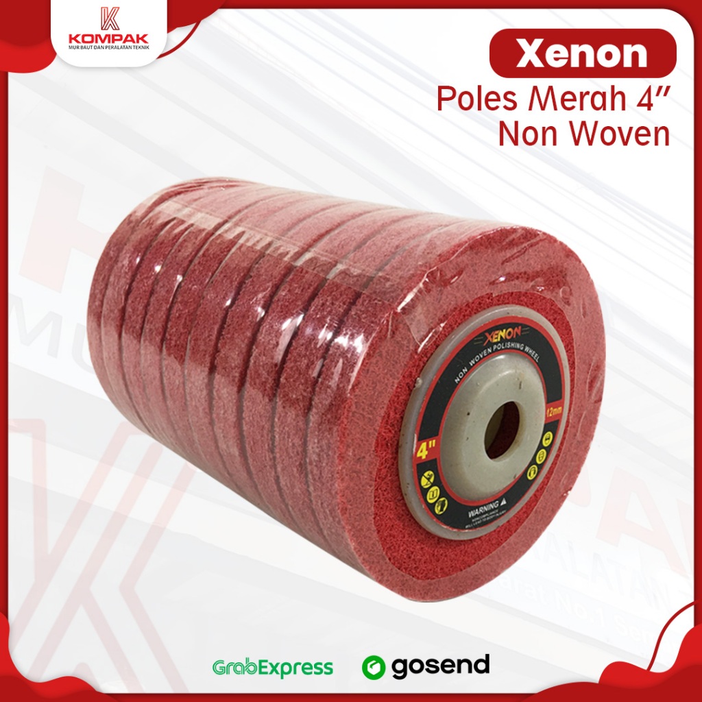 10 PCS Batu Poles Sponge Merah Non Woven 4" Poles Stainless