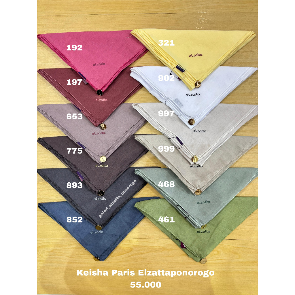 ELZATTA HIJAB SEGIEMPAT POLOS KEISHA PARIS ELZATTA (PONOROGO)