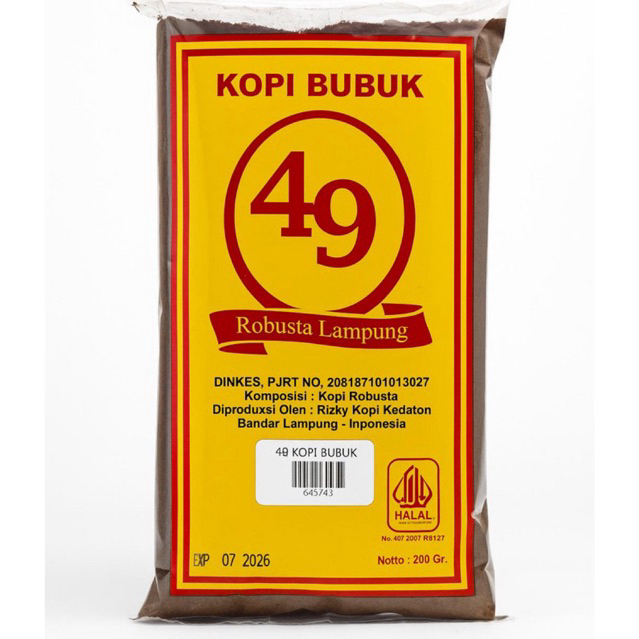 

Kopi Bubuk 49 Robusta Lampung Asli 200 gram – Cita Rasa Khas & Strong