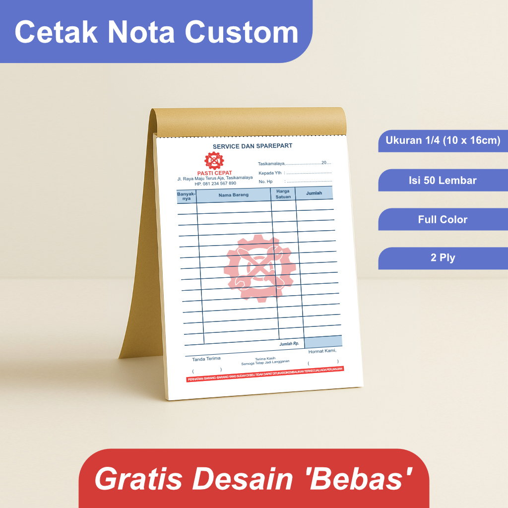 

Cetak Nota Bengkel atau Servis Motor dan Mobil Ukuran 1/4 Rangkap 2 Ply Gratis Desain Bebas Custom