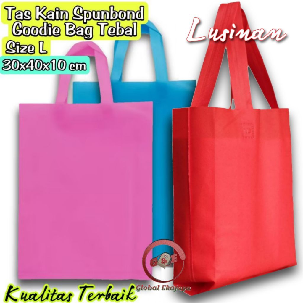 

Lusinan Isi 12 Tas Spunbond Goodie Bag 30x40x10 cm Besar Totebag Ultah Hajatan Belanja Paperbag kain