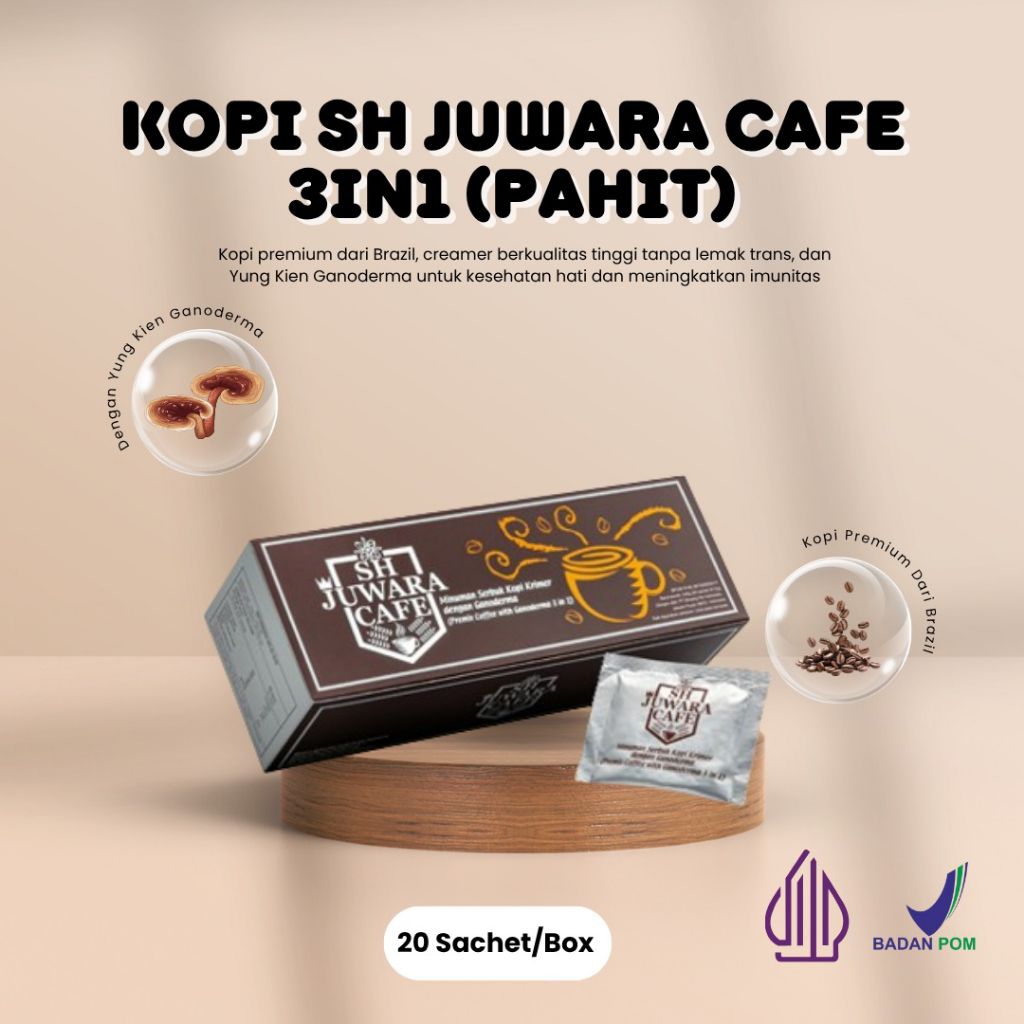 

SH JUWARA CAFE 3IN1 (20 SACHET/BOX) KOPI KESEHATAN KOPI GANODERMA KOPI KESEHATAN MENGANDUNG GANODERMA