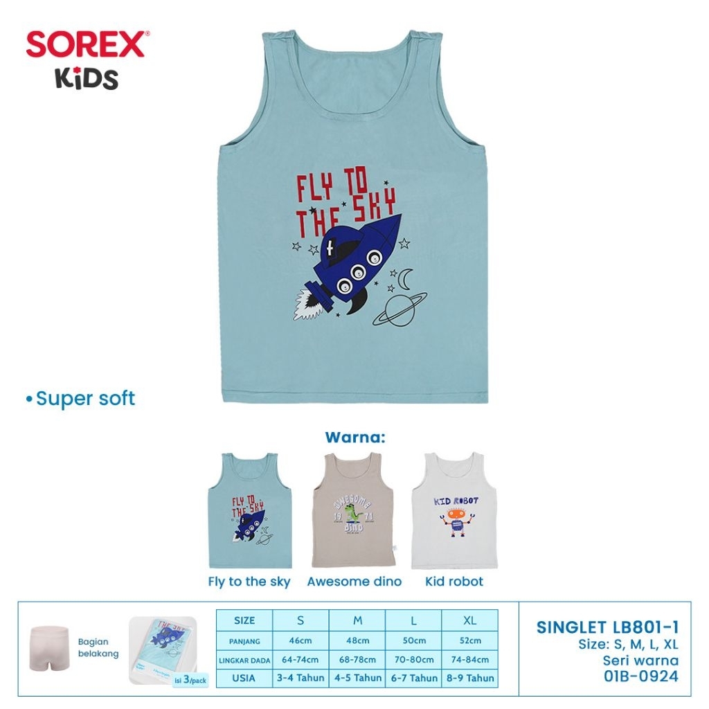 3 Pcs Singlet Sorex Kids LB801