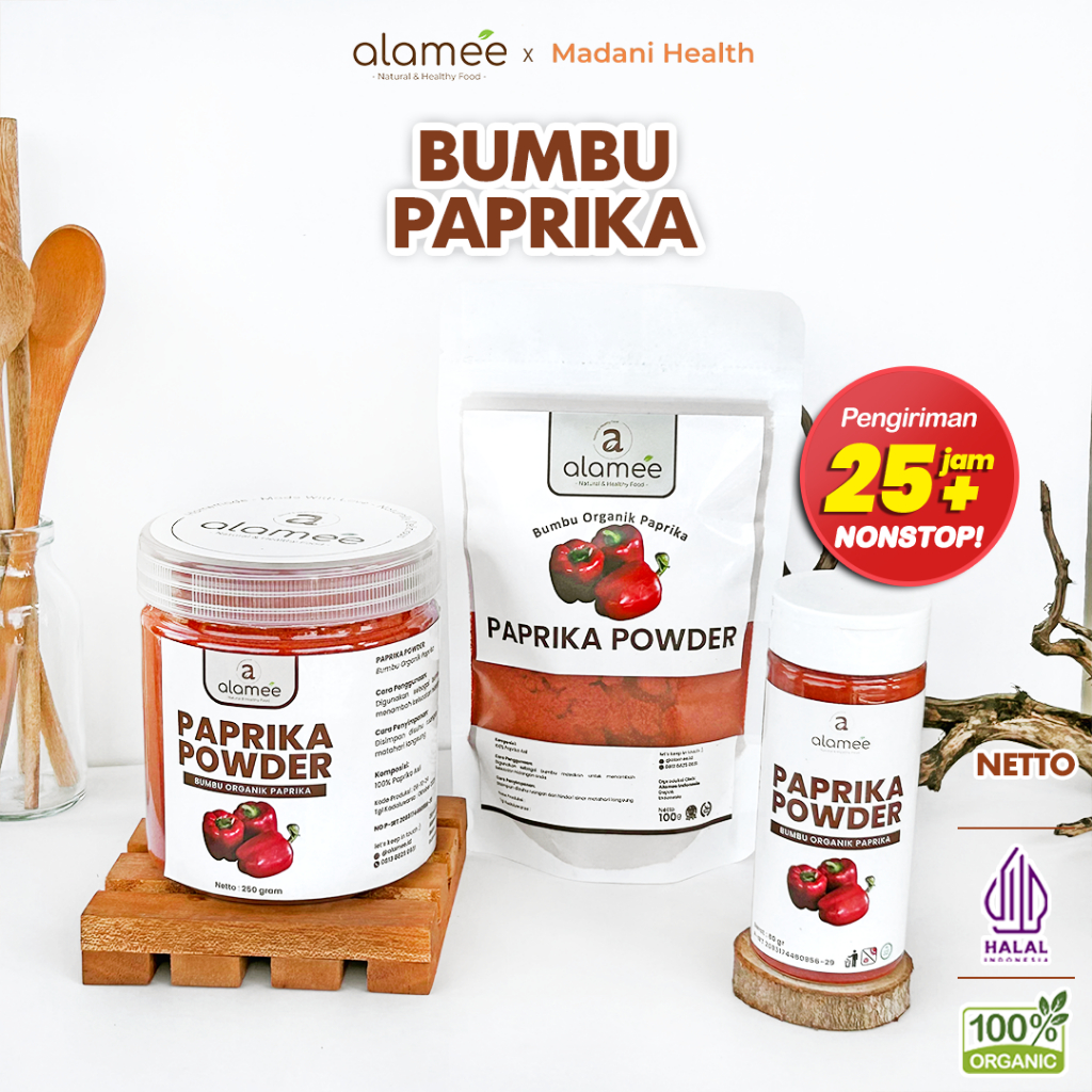 

ALAMEE Paprika Bubuk Seasoning Powder Ground Bumbu Dapur Instan Organik Murni Tanpa Campuran 250g