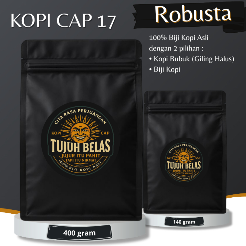 

Kopi Cap 17 - Kopi Bubuk dan Biji Kopi Robusta / Arabika dengan 100% Biji Kopi Asli