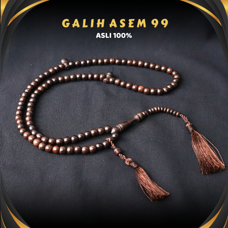 Tasbih Kayu Galih Asem Asli 99 Butir. Bersertifikat by RIZA CRAFT