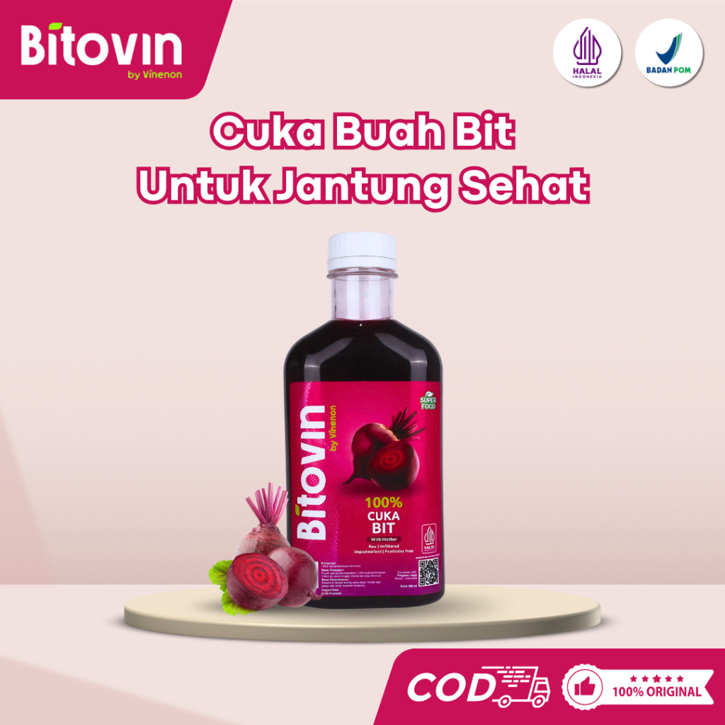 

Bitovin - Cuka Buah Bit Murni 100% Alami - Solusi untuk Kesehatan Jantung dan Penambah Darah - Halal