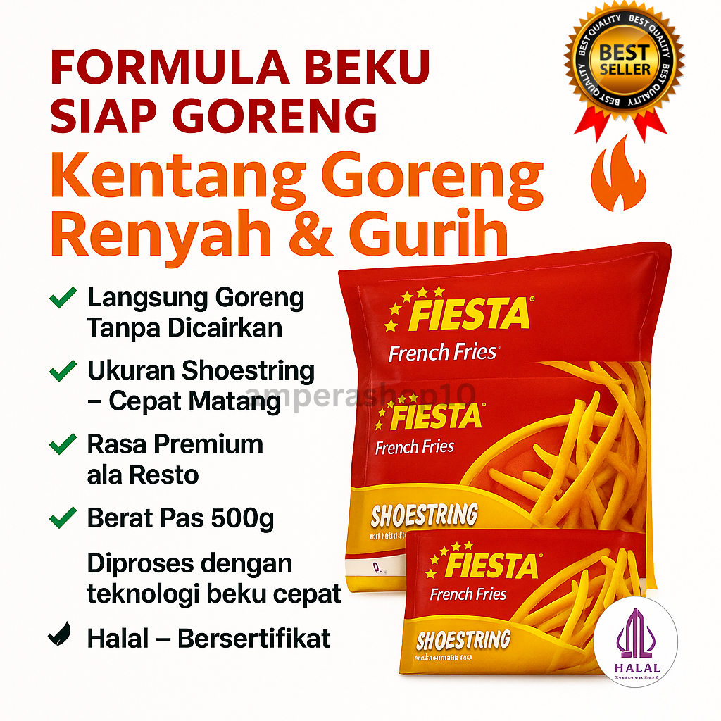 

KENTANG GORENG FROZEN FRENCH FRIES FIESTA SHOESTRING 500gr