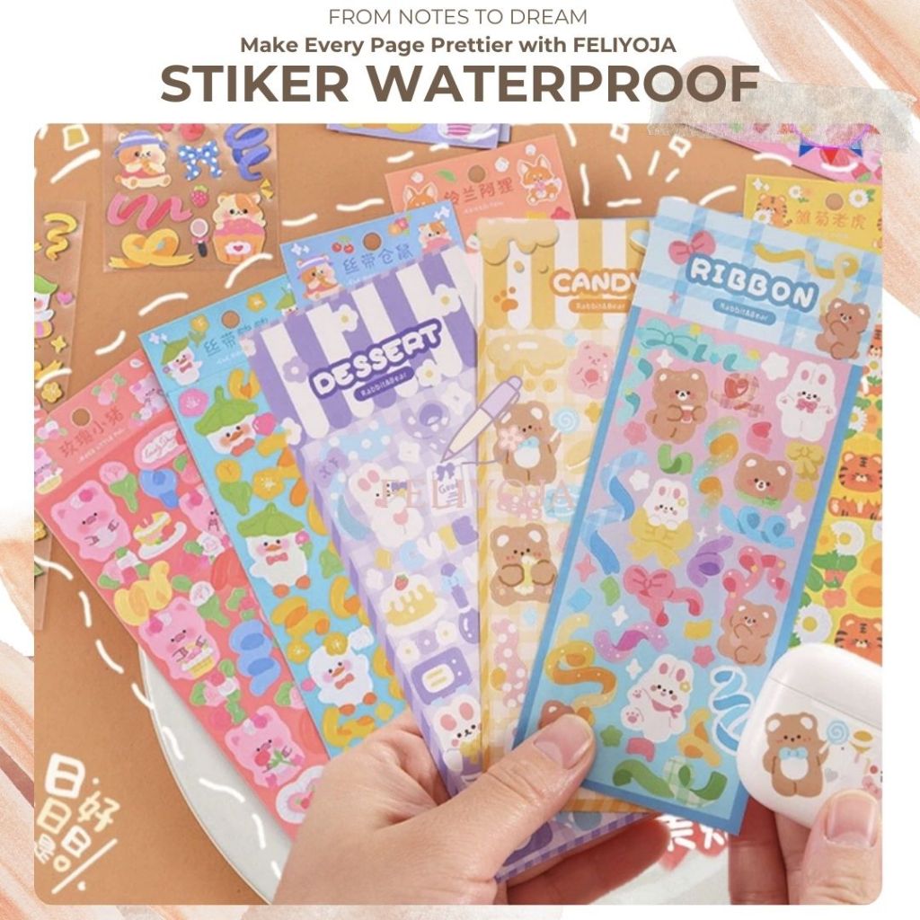 

FELIYOJA | Sticker Waterproof Kartun Hologram Korea Lucu Anti Air Dekorasi Handbook Scrapbook Diy