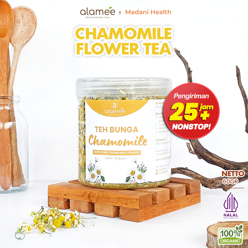 

ALAMEE Chamomile Tea Teh Bunga Camomile Flower Bunga Kamomile Dried Flower Organik Siap Minum 60gr