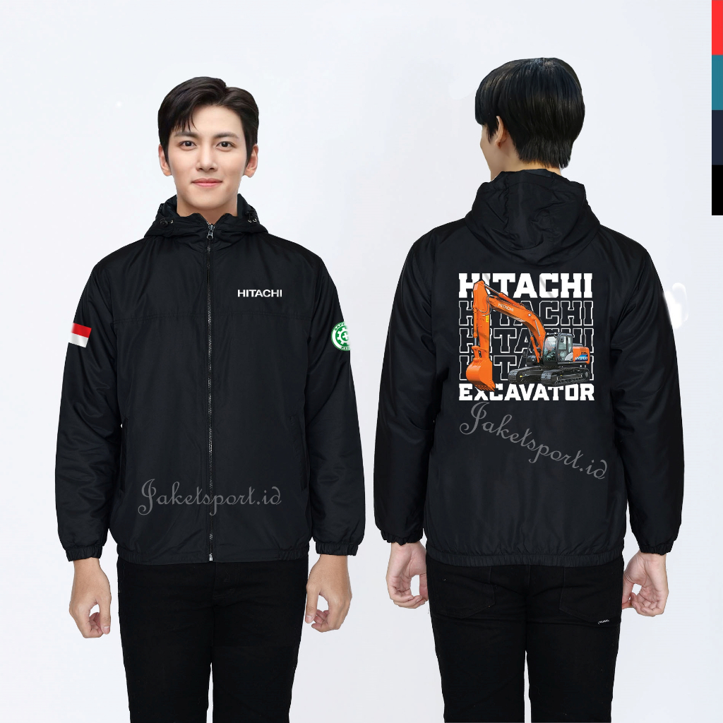 Jaket excavator hitachi custom eleganter semi wf perushaan pt alat berat bebas custom desain sablon