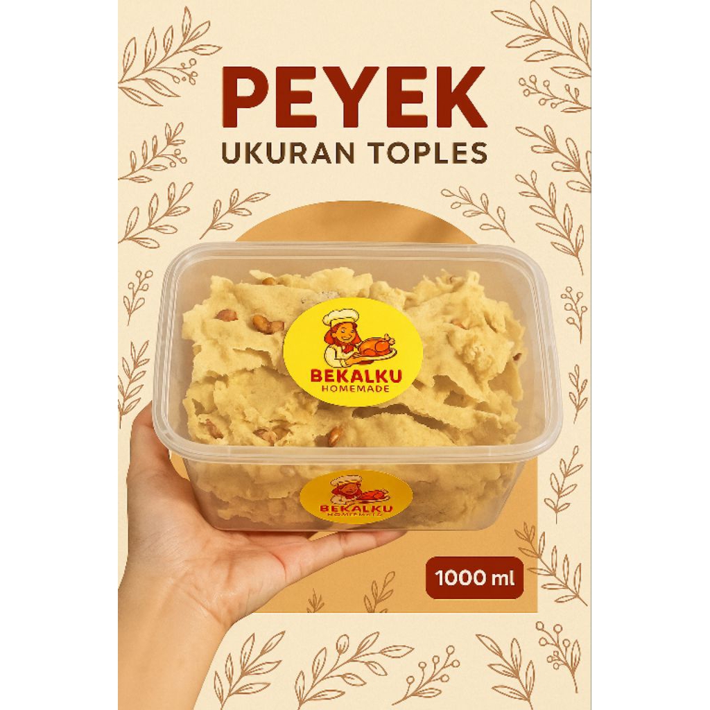 

BEKALKU HOMEMADE - Peyek Renyah Gurih Homemade 1000ml / 1500ml / 5L – Rempeyek Kacang, Rebon, Teri, Kacang Hijau
