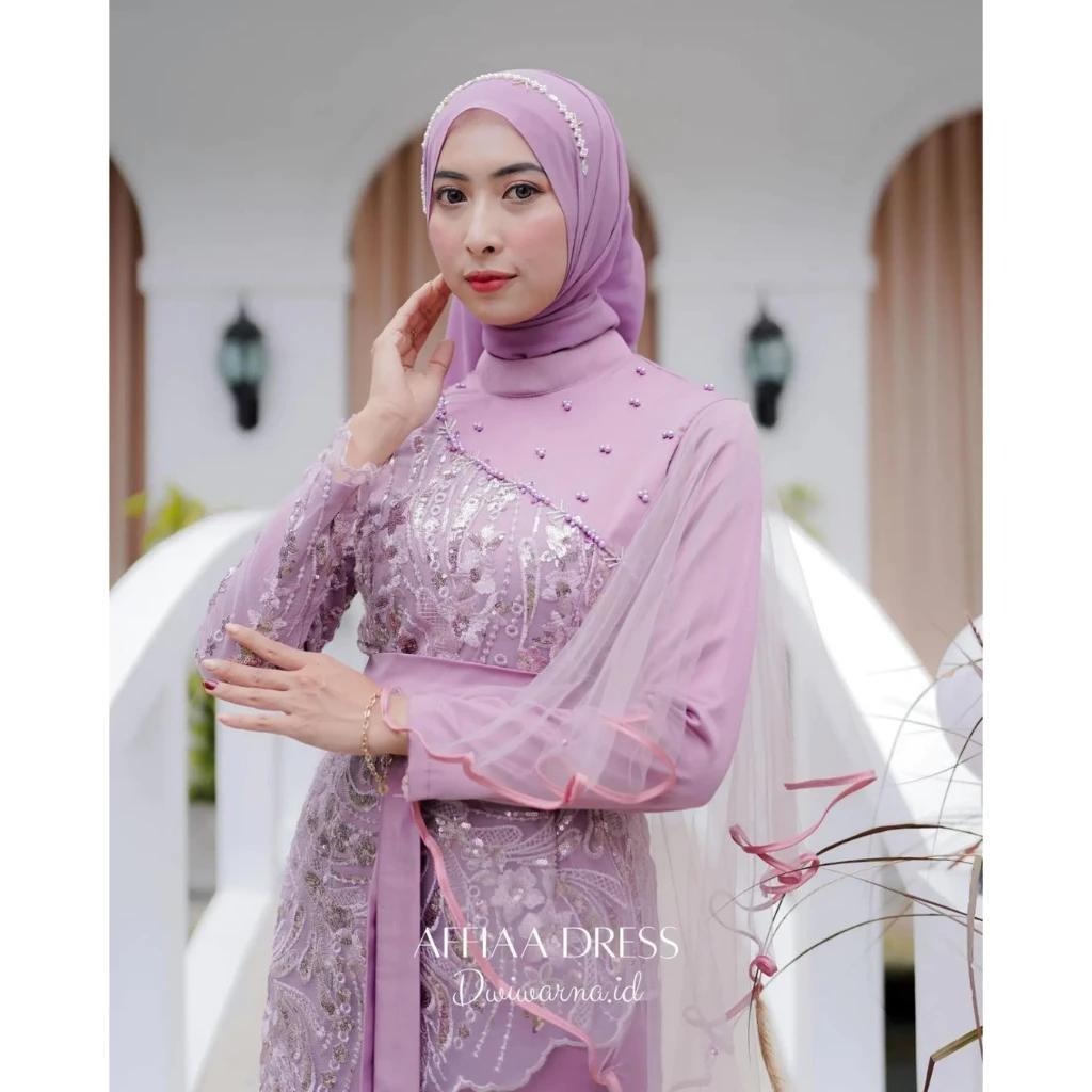 Affia Maxy Satin Dress Velvet Premium Kombinasi Tutu Tille Brukat Payet Mutiara Kekinian Fashion Rem