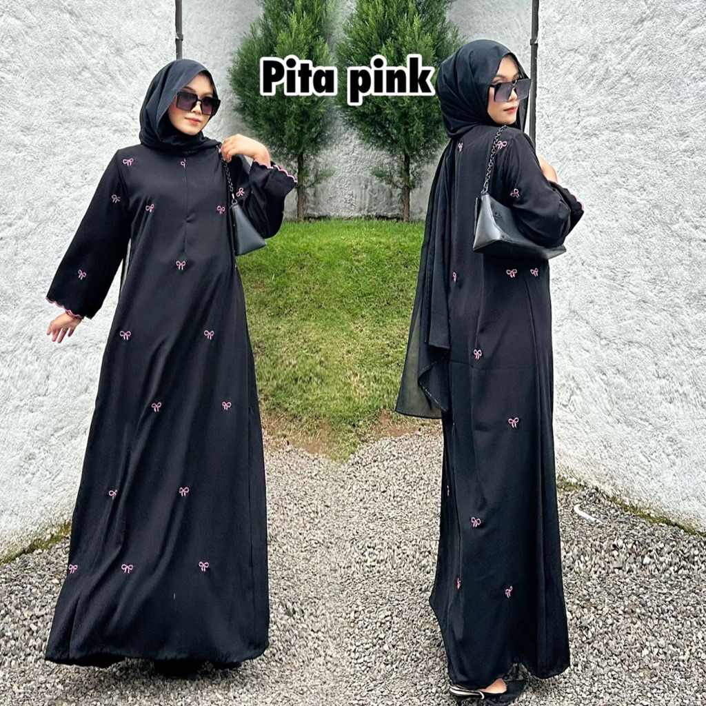 Abaya Hitam Raya Muslim Gamis Arab Dewasa Wanita Umroh Mata Hitam  Dress Syari Maxi Turki Bordir Rem