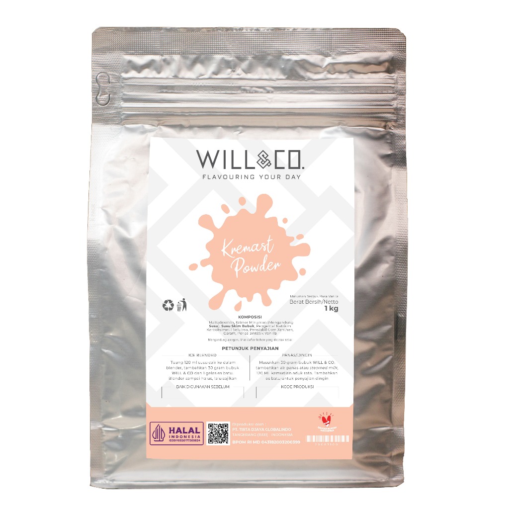 

WILL & CO Kremast Powder LG01 1kg – Krimer Bubuk Non-Dairy 1000 gr untuk Minuman