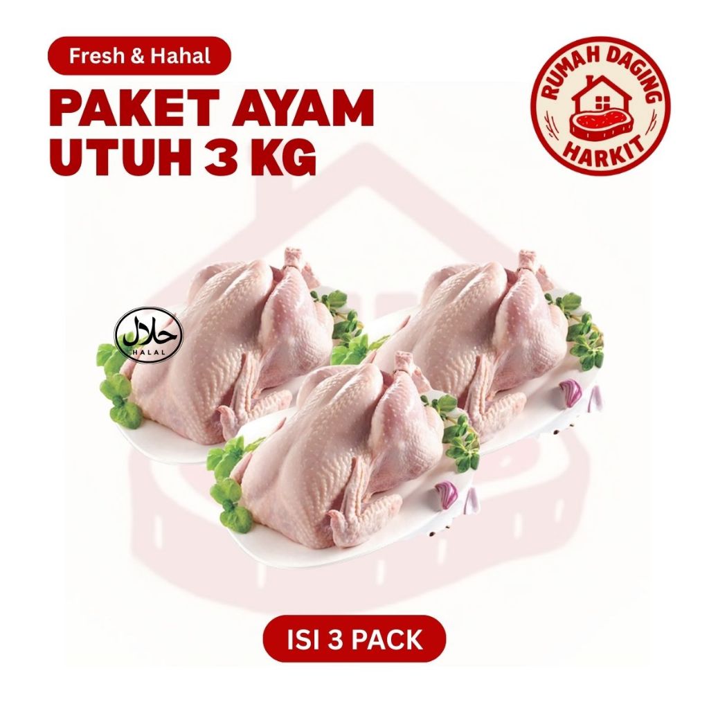 

Promo Bundling - Ayam Karkas Broiler Utuh Fresh Halal Hemat Isi 3 pack Kab Tangerang