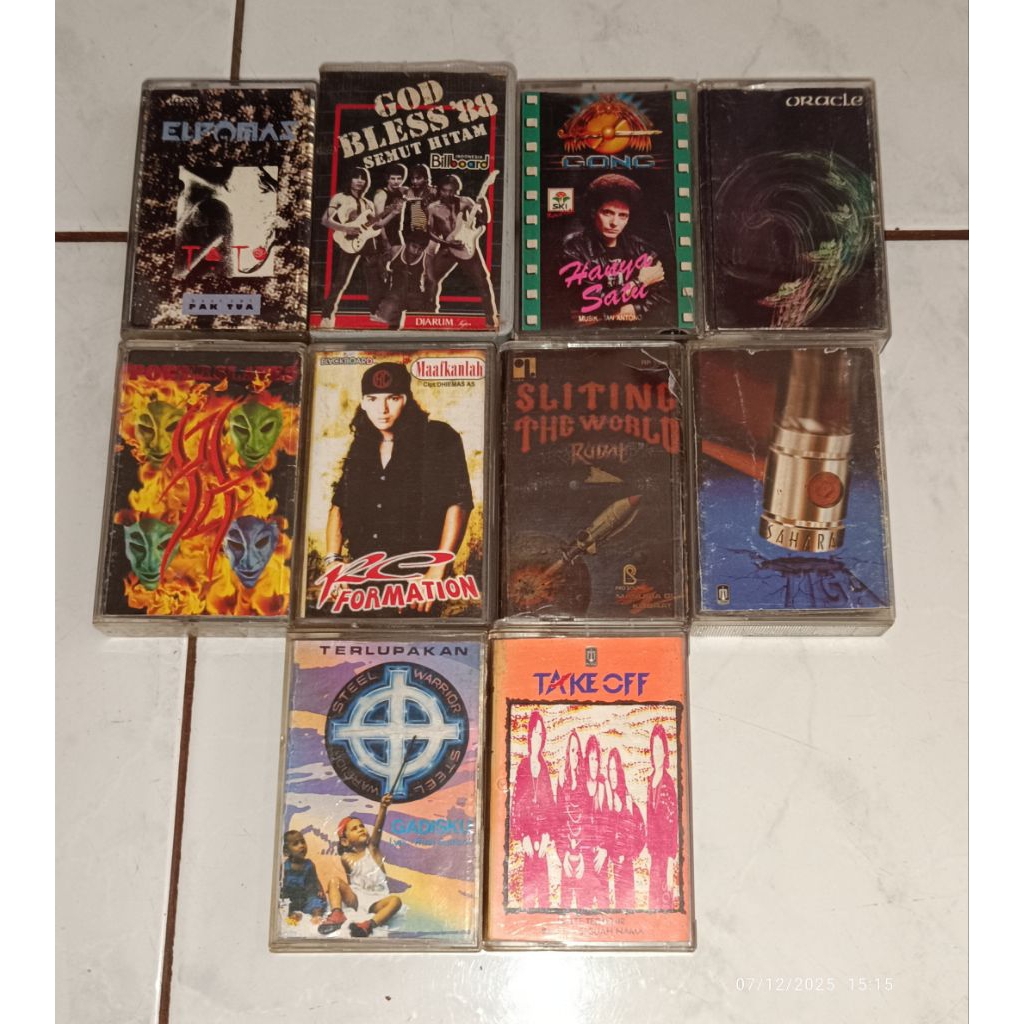 kaset pita Indonesia ELPAMAS-Tato / GODBLESS-Semut Hitam / GONG 2000-Hanya Satu / ORACLE / POWERSLAV