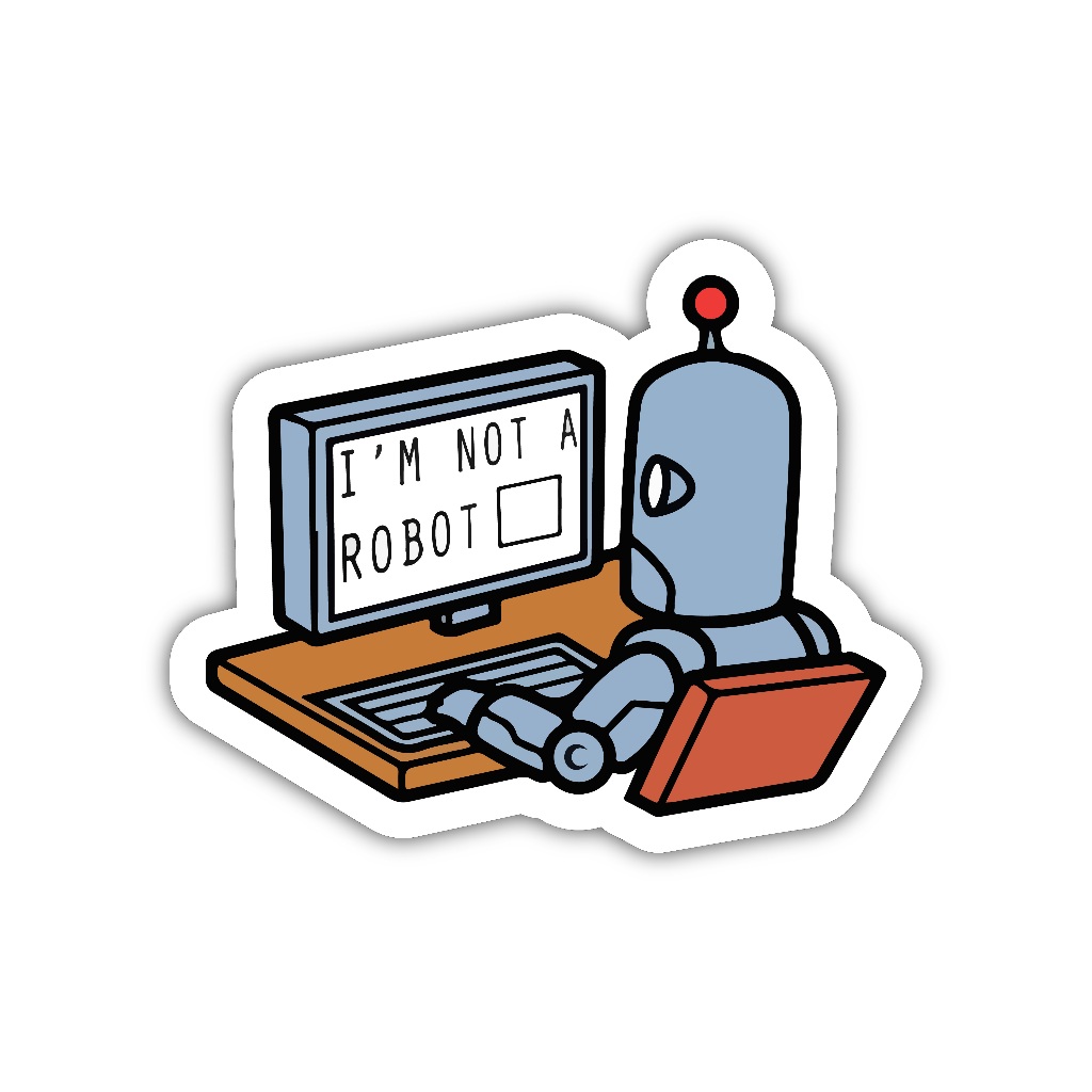 

ZV065 sticker i'm not arobot karakter kartun anime aesthetic, stiker vinyl satuan