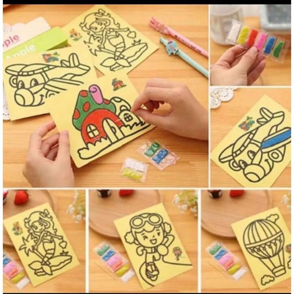 Mainan Anak Mewarnai Pasir/PASIR LUKIS/ Mainan Anak mewarnai Pasir Pasiran GamBar Atau lukisan Pasir