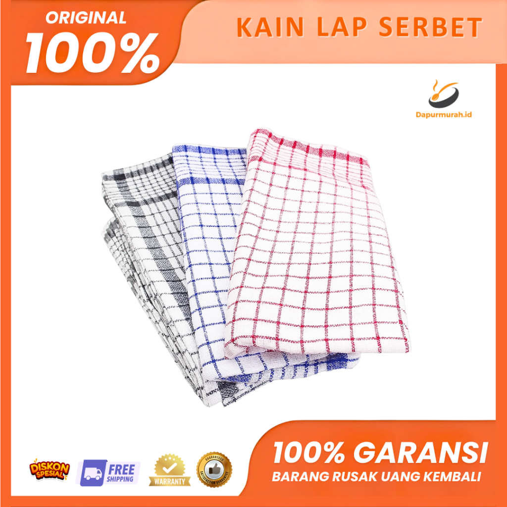 KAIN LAP SERBET DAPUR 1PCS MURAH | LAP SERBET MAKAN KOTAK KAIN KATUN