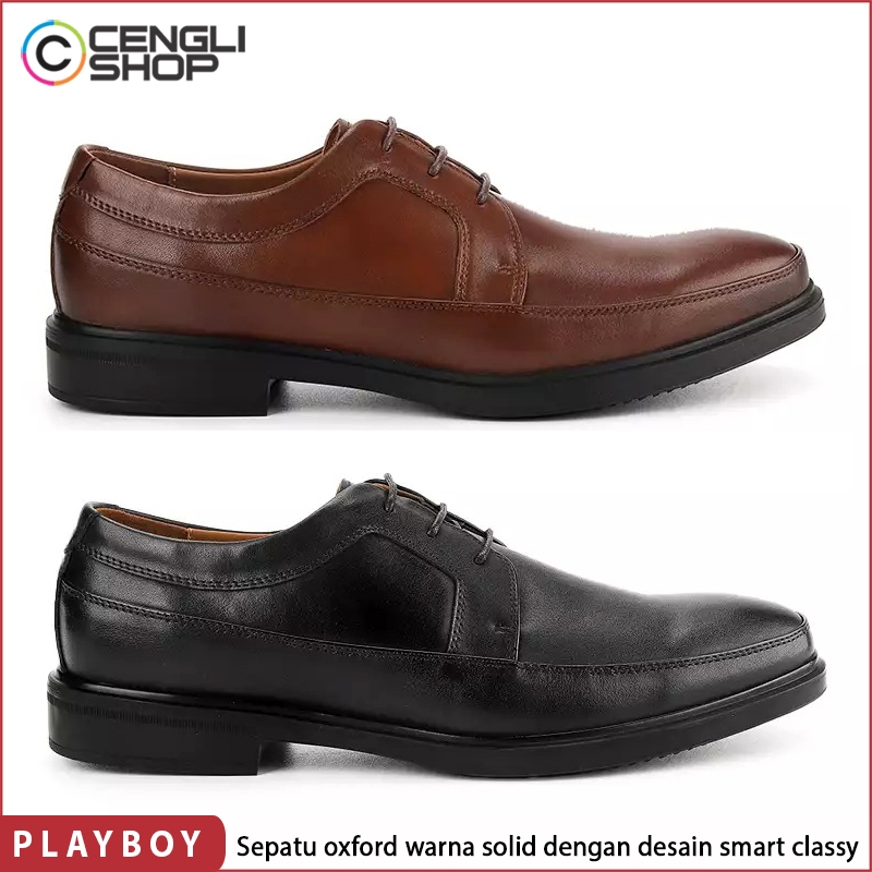 PLAYBOY SEPATU PANTOFEL KULIT FORMAL PRIA ORIGINAL TERBARU COKLAT PL61