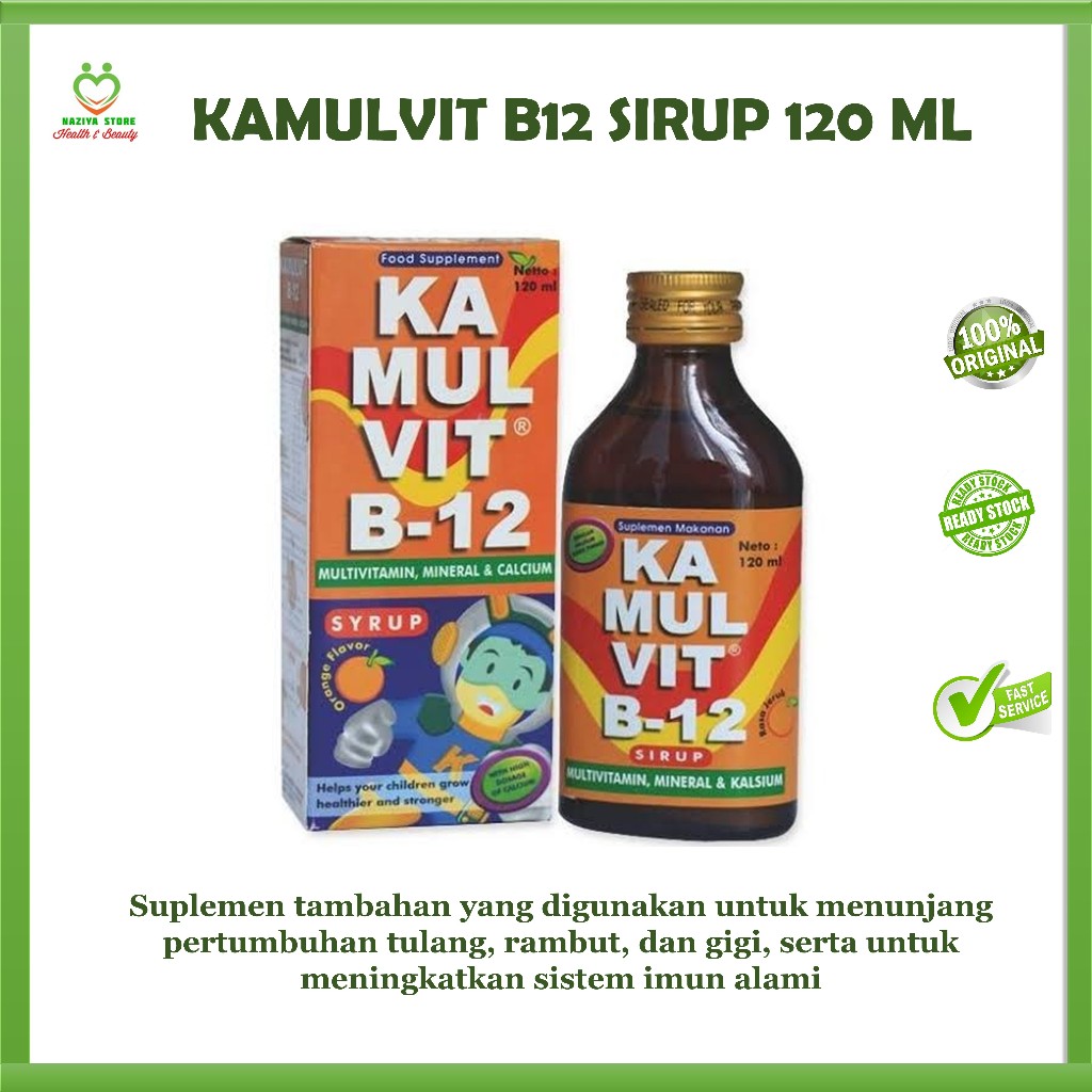 KAMULVIT B12 Sirup 120ml - Multivitamin - Peninggi Badan - Meningkatkan Daya Tahan Tubuh