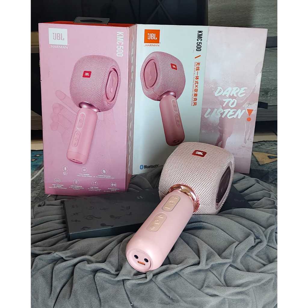 mikrofon karaoke nirkabel dan speaker Bluetooth JBL KMC500 SECOND