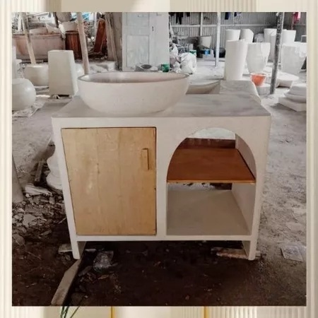 Wastafel Meja Teraso Sekat kayu Plus Pintu Terazzo Marmer
