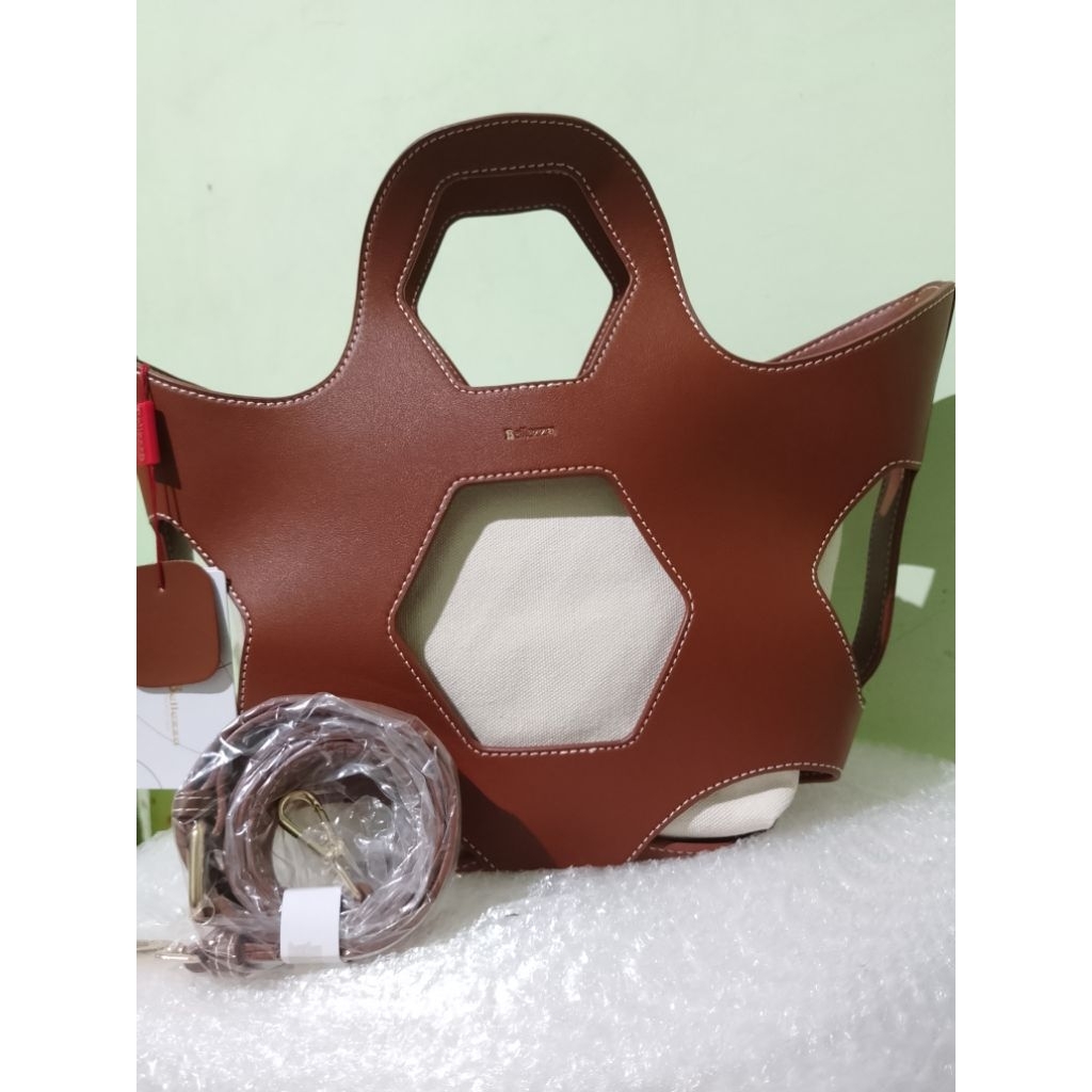 bellezza tas handbag selempang coklat cantik