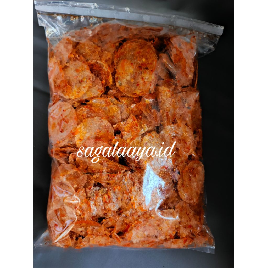 

kripca/keripik kaca ektra pedas daun jeruk isi 1kg