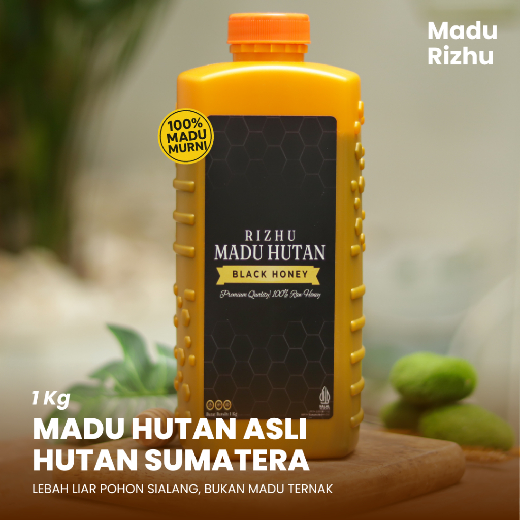 

RIZHU Madu Hitam Hutan Liar Pohon Sialang Sumatera Asli dan Murni 100% - 1Kg