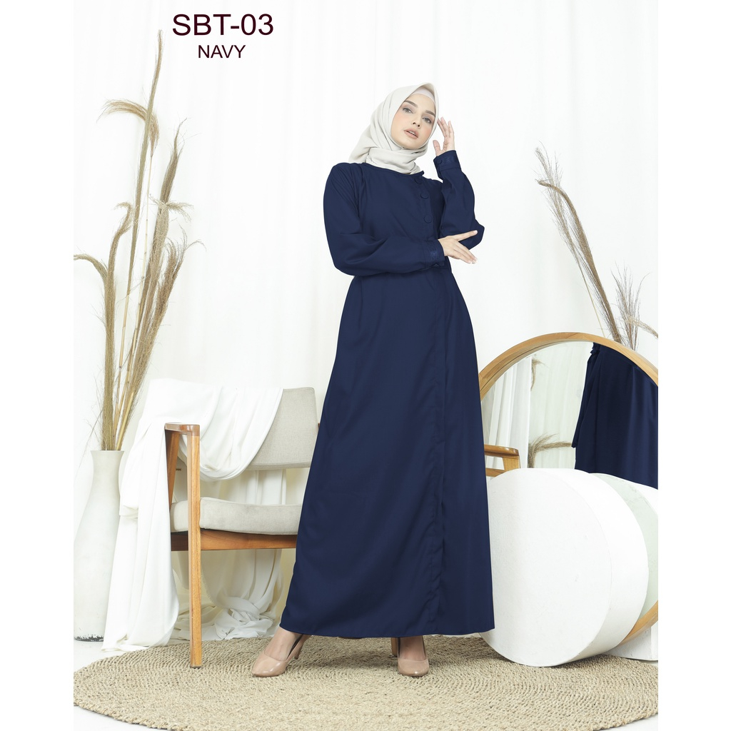 SABEEQA Gamis toyobo seragam Baju Kerja Polos navy benhur dongker