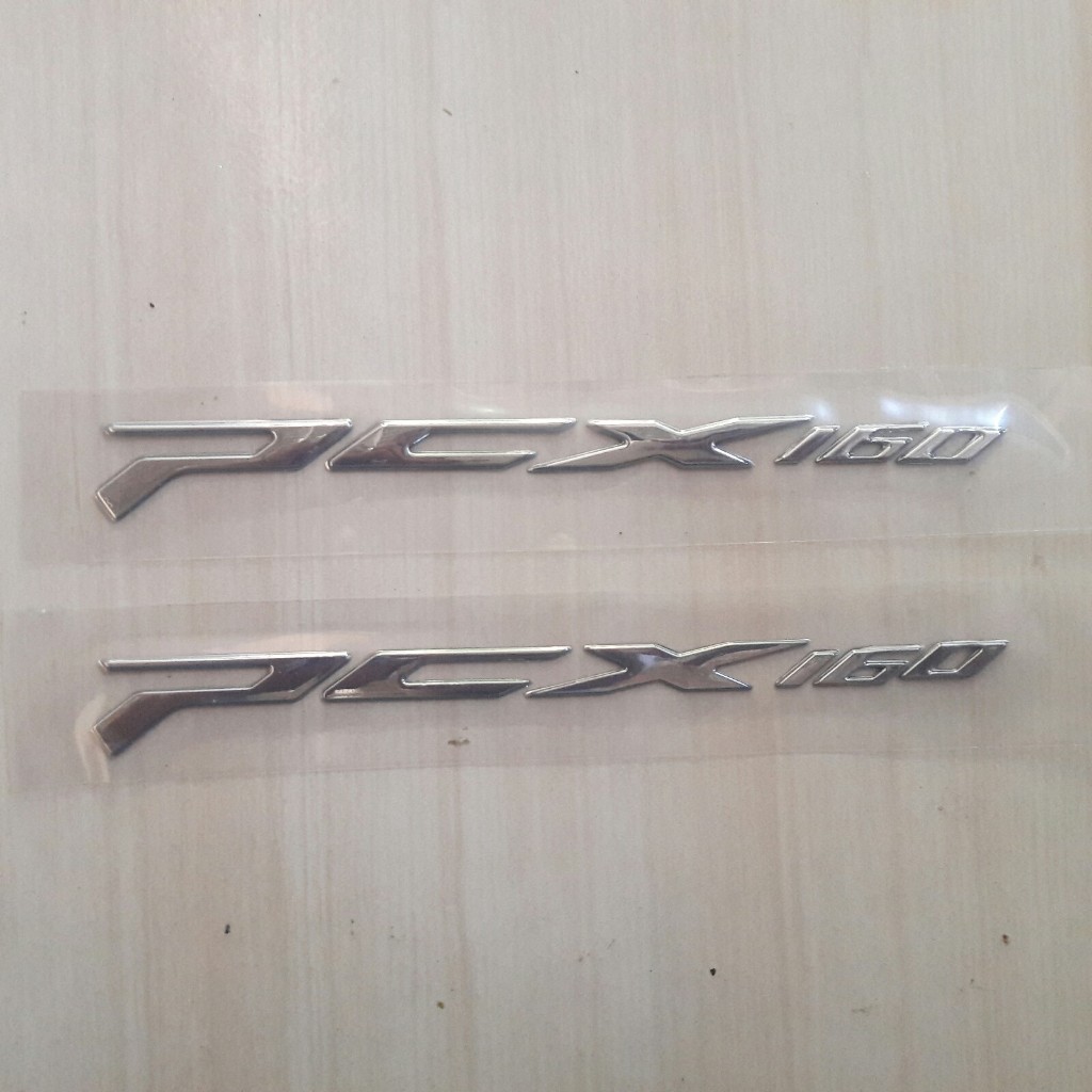 STIKER TIMBUL EMBLEM 3D MOTOR TULISAN PCX 160 EMBLEM 3D WARNA SILVER STANDART