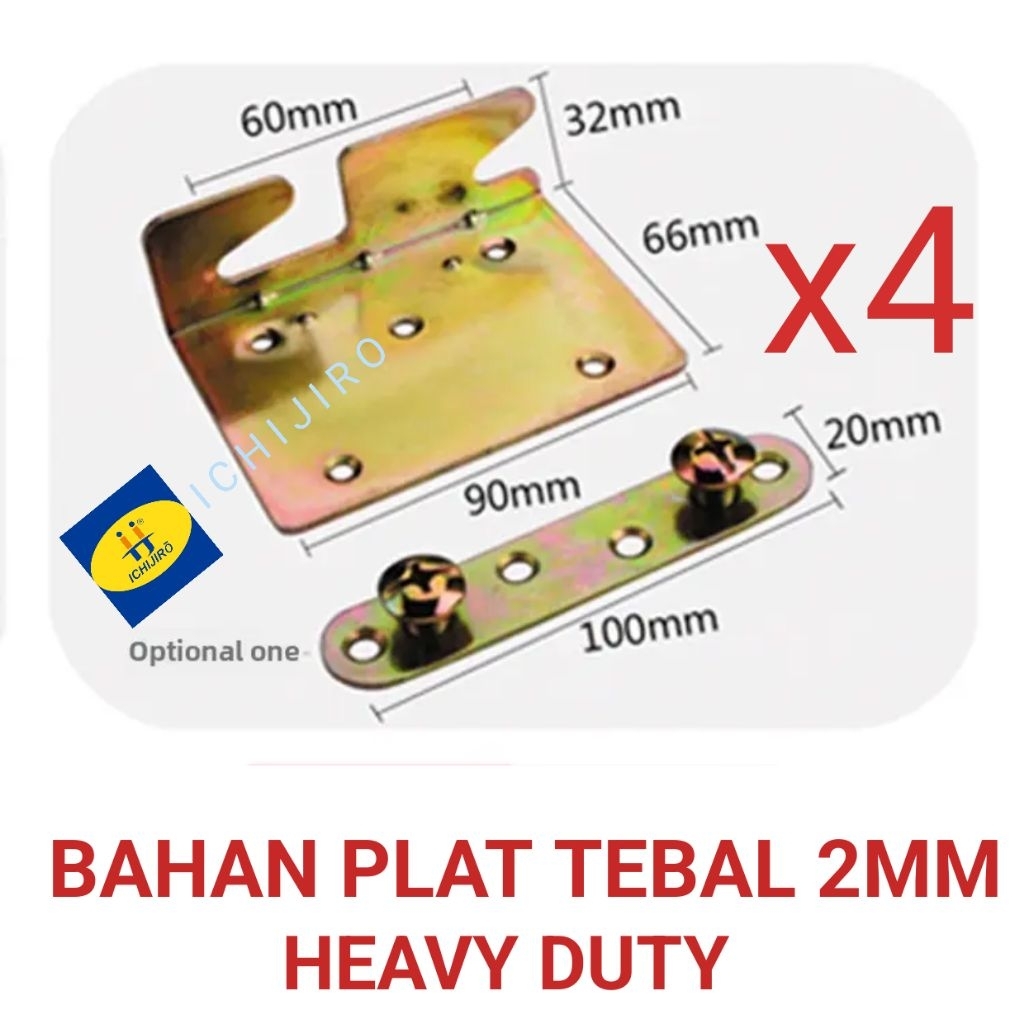 Hak Bracket Ranjang Siku Dipan Bed Fitting Tebal