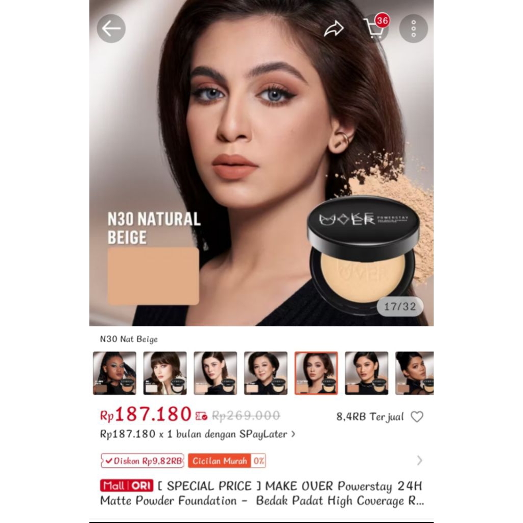 Bedak Padat Make Over Natural Beige