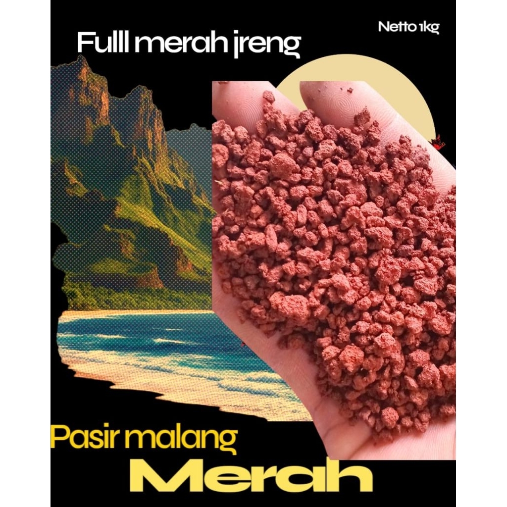 Pasir malang merah kasar no 2 ,1kg/Pasir malang merah no 2/Pasir malang