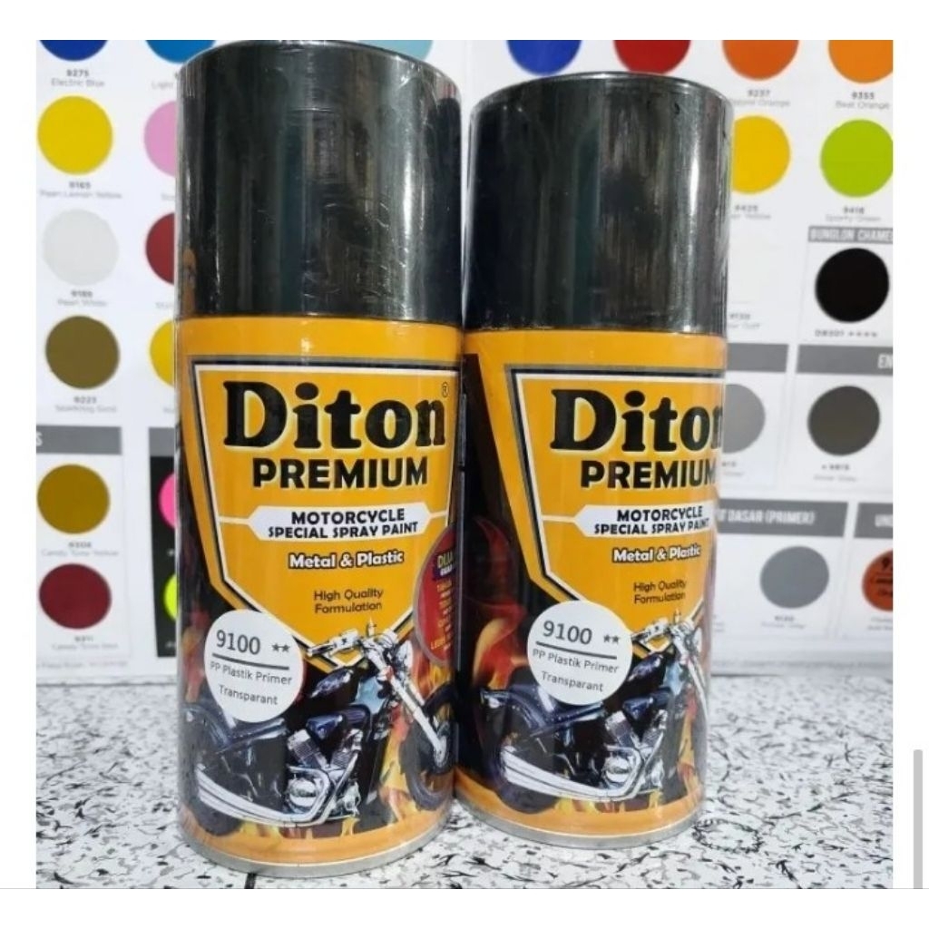 Pilok Cat Semprot Diton Premium Plastik Primer Transparant 9100 Epoxy Warna Dasar PP 300ml