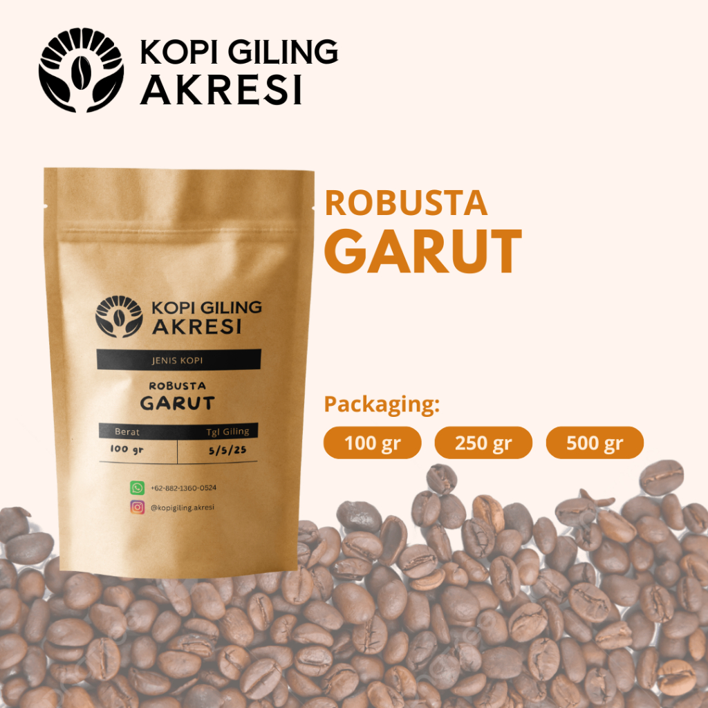 

Robusta Garut - Biji Kopi Bubuk Giling Murni 100gr/250gr/500gr | Kopi Giling Akresi